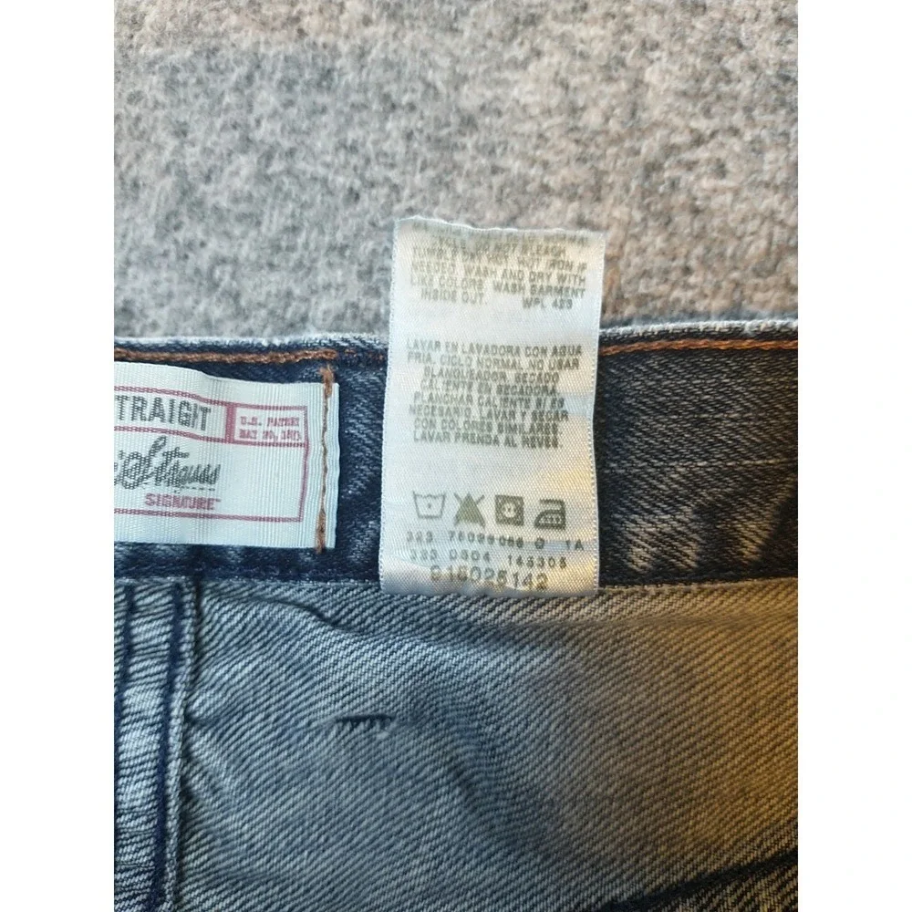 Levi Strauss Signature Mens Loose Straight Distressed Blue Jeans 34x30 (Fits 30)